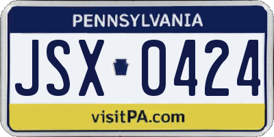 PA license plate JSX0424