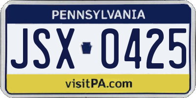 PA license plate JSX0425