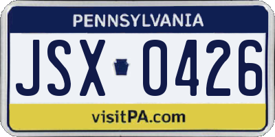 PA license plate JSX0426