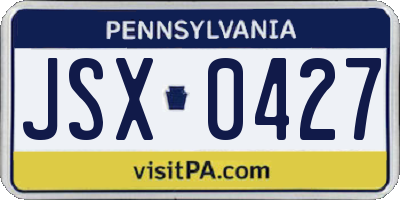 PA license plate JSX0427