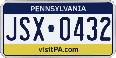PA license plate JSX0432