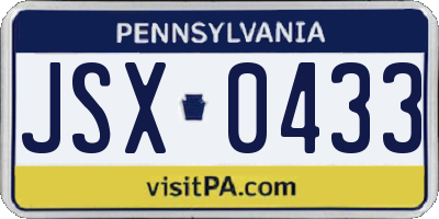 PA license plate JSX0433
