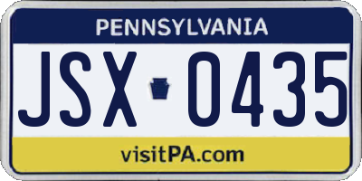PA license plate JSX0435