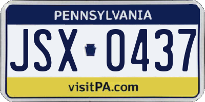 PA license plate JSX0437