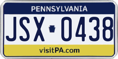 PA license plate JSX0438