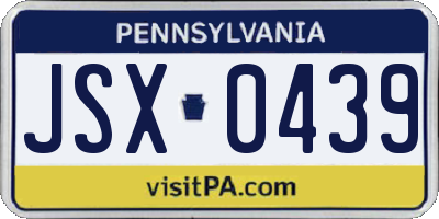 PA license plate JSX0439
