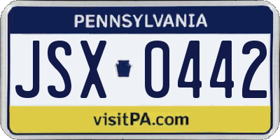 PA license plate JSX0442