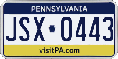 PA license plate JSX0443