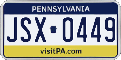 PA license plate JSX0449