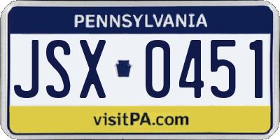 PA license plate JSX0451