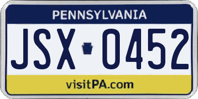 PA license plate JSX0452