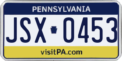 PA license plate JSX0453