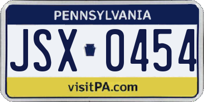 PA license plate JSX0454