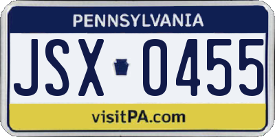 PA license plate JSX0455