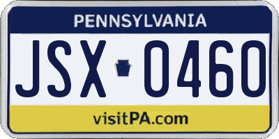 PA license plate JSX0460