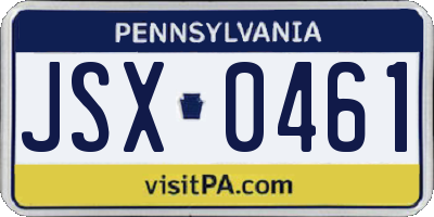 PA license plate JSX0461