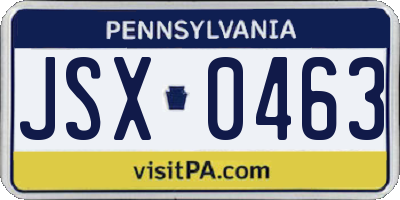 PA license plate JSX0463