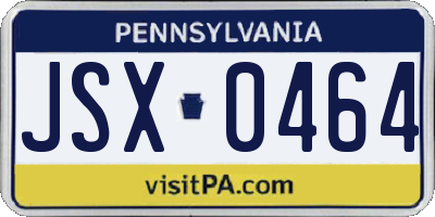 PA license plate JSX0464
