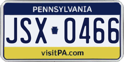 PA license plate JSX0466