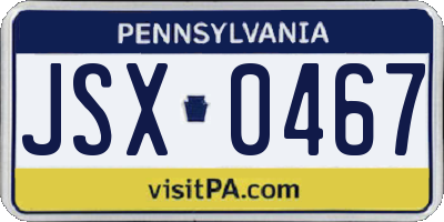 PA license plate JSX0467
