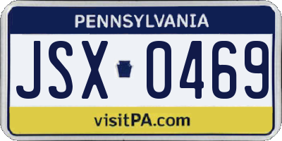PA license plate JSX0469