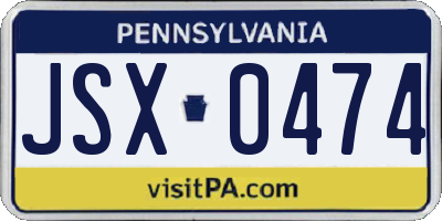 PA license plate JSX0474
