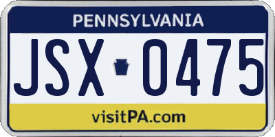 PA license plate JSX0475