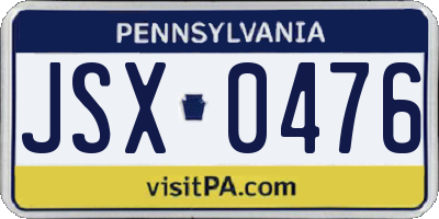 PA license plate JSX0476