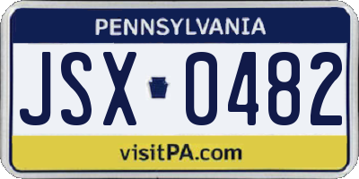 PA license plate JSX0482