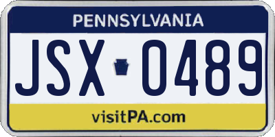 PA license plate JSX0489