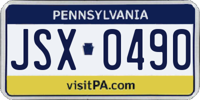 PA license plate JSX0490