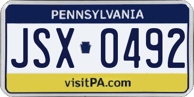 PA license plate JSX0492