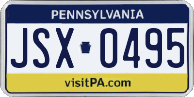 PA license plate JSX0495
