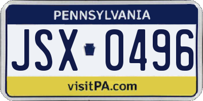 PA license plate JSX0496