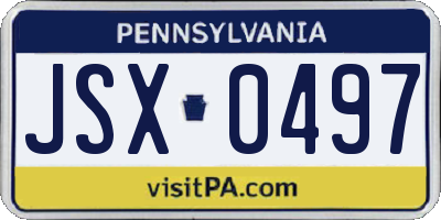PA license plate JSX0497