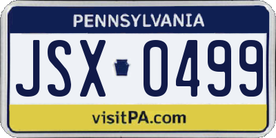 PA license plate JSX0499