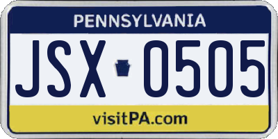 PA license plate JSX0505