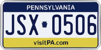 PA license plate JSX0506