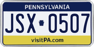PA license plate JSX0507