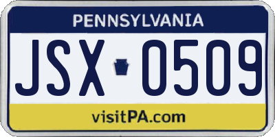 PA license plate JSX0509