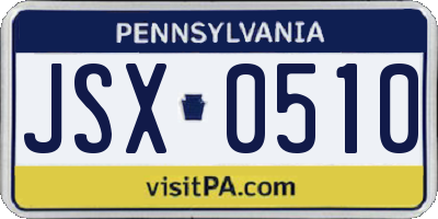 PA license plate JSX0510