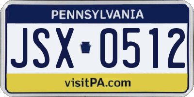 PA license plate JSX0512