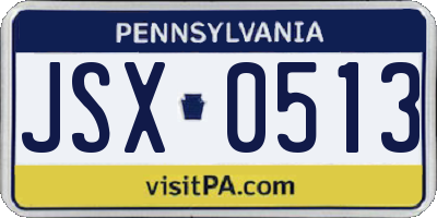 PA license plate JSX0513