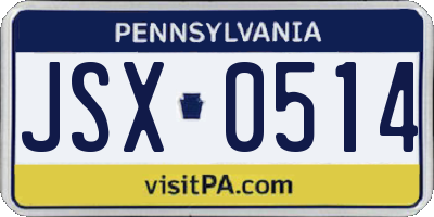 PA license plate JSX0514