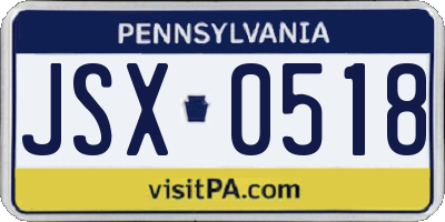 PA license plate JSX0518