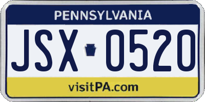 PA license plate JSX0520