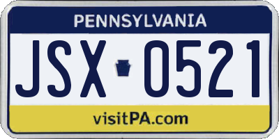 PA license plate JSX0521