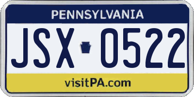 PA license plate JSX0522