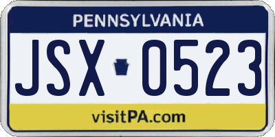PA license plate JSX0523