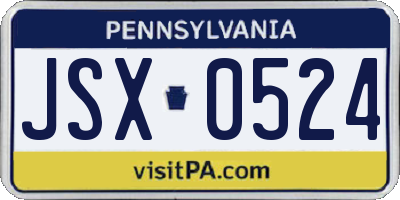 PA license plate JSX0524